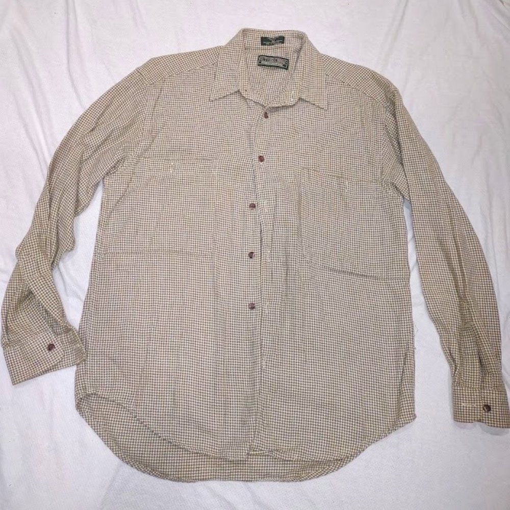SUTTER  CREEK BY LEVI STRAUS LIGHT FLANNEL HOUNDSTOOTH MENS BUTTON SHIRT SIZE M